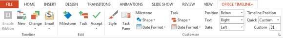 Office Timeline Ribbon in Microsoft PowerPoint 2010