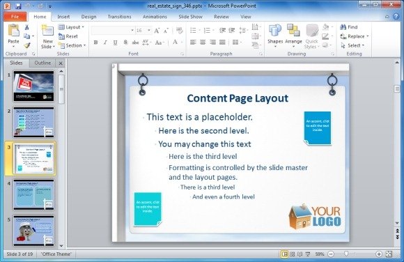 Content layout for Real Estate Presentations