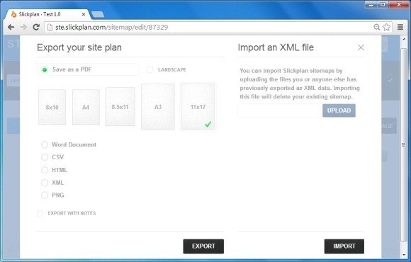Import or Export Sitemap