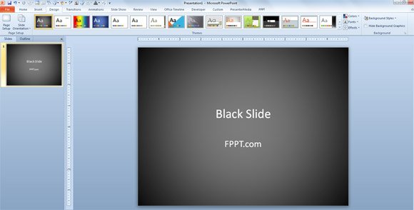 PowerPoint slide black color