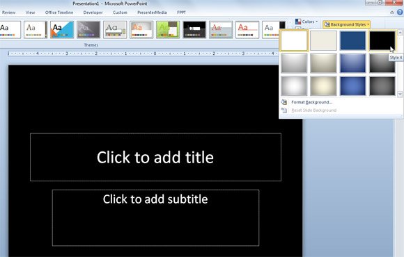 Change background slide in PowerPoint 2010