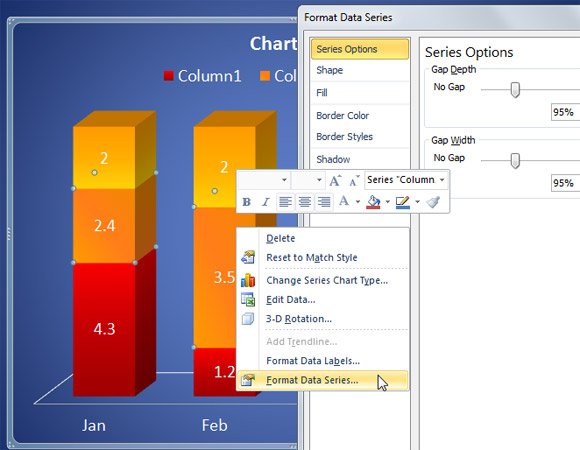 Excel 2013 Bar Chart Width