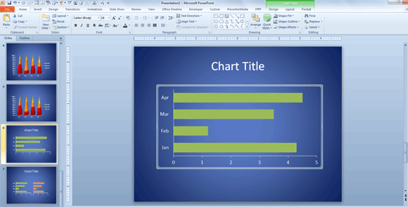How to change the height width and depth in bar chart in PowerPoint