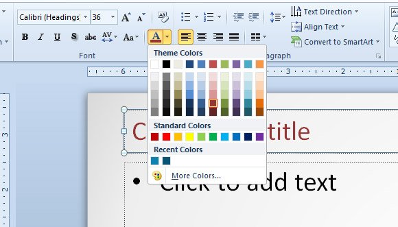 How to change the color in a PowerPoint 2010 template