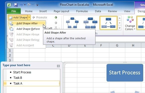 Insert Flow Chart Excel