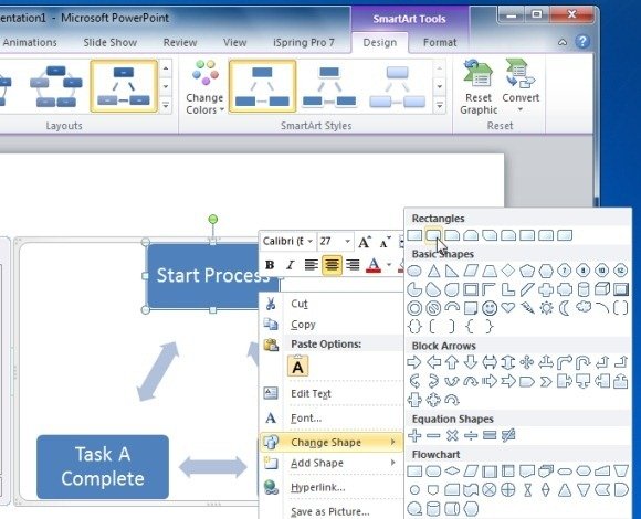 Changer la forme dans l'organigramme