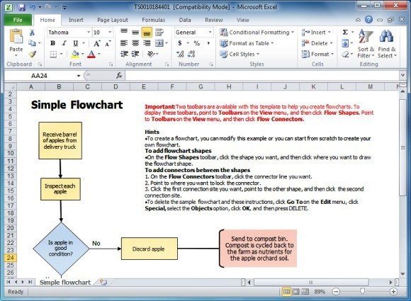 Simple Flowchart Template for Excel
