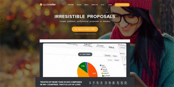 Business Proposal Website QuoteRoller Homepage