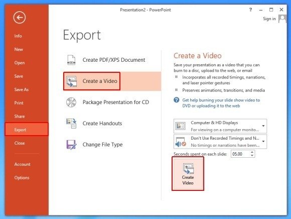 Create Video From PPT in PowerPoint 2013