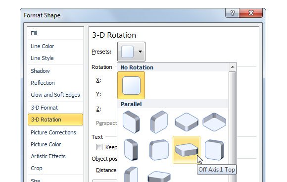 3D Format options in PowerPoint