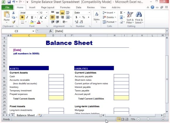 basic balance sheet