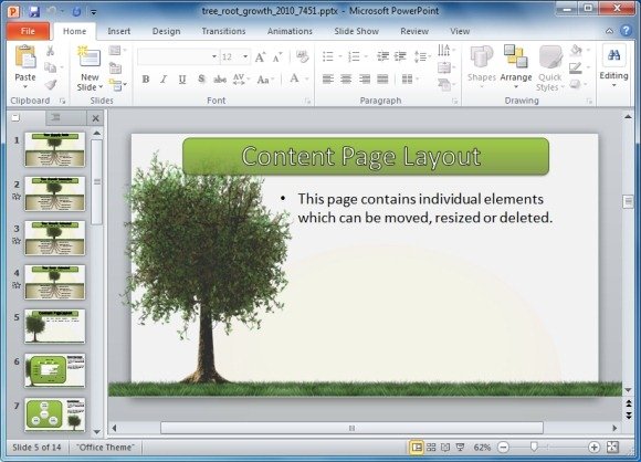 Widescreen Version of Tree Root Growth PowerPoint Template