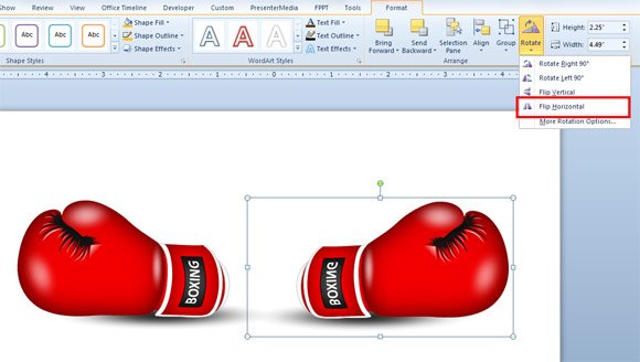 Flip an Object Horizontally in PowerPoint 2010