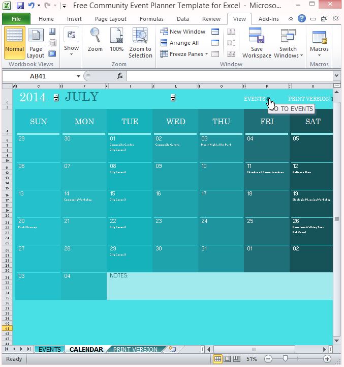 excel calender template
