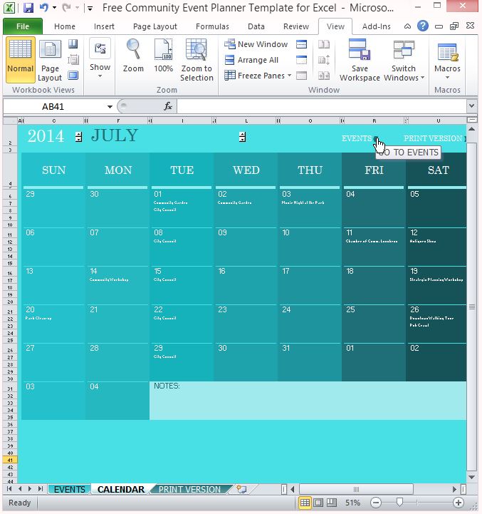 free excel calendar template