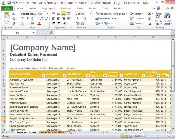 sales forecasting excel template