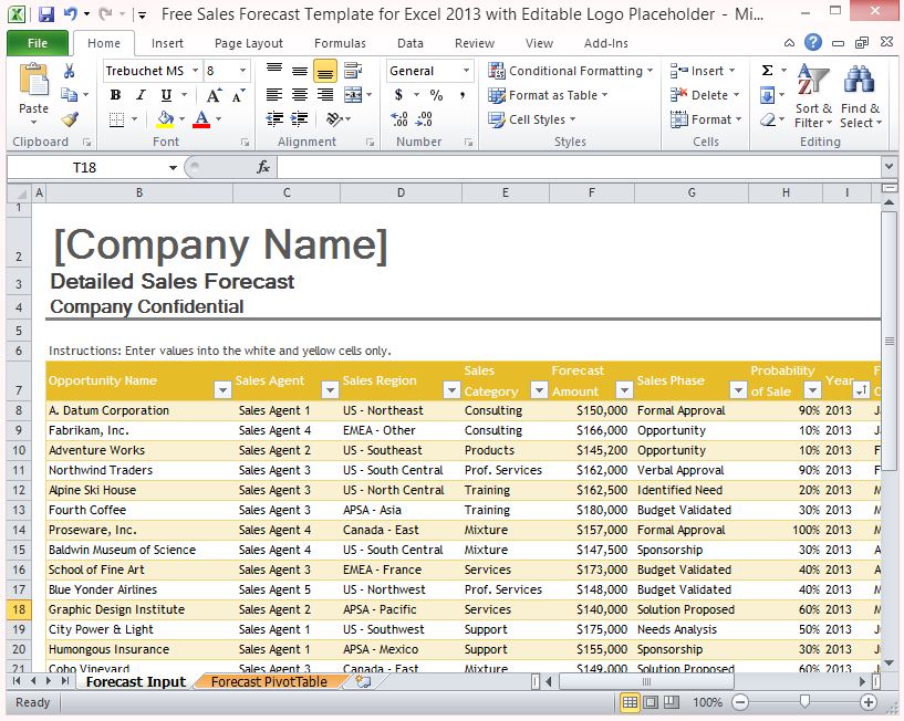 freesalesforecasttemplateforexcel2013witheditablelogo