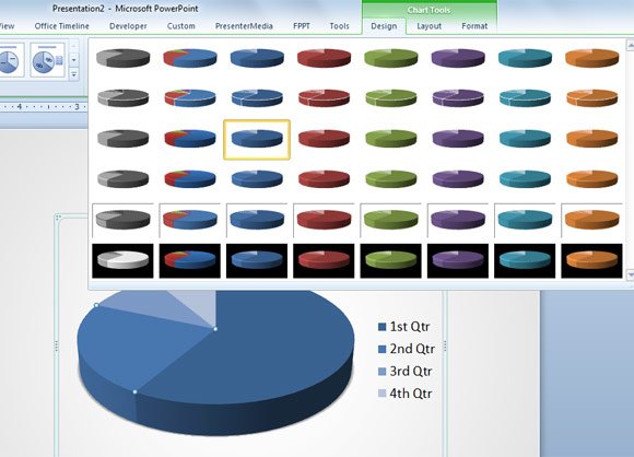 Changing Pie Chart Colors in PowerPoint 2010