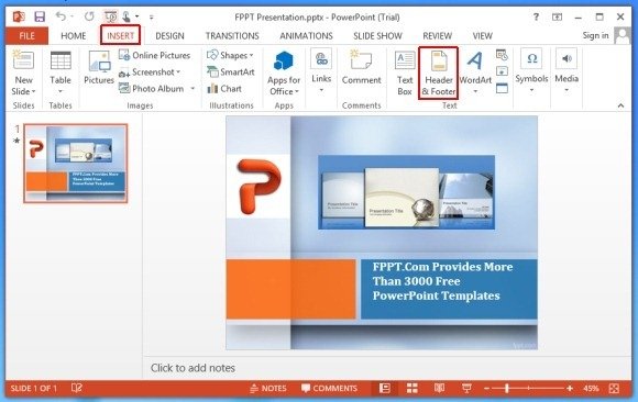 Add a Header or Footer in PowerPoint 2013
