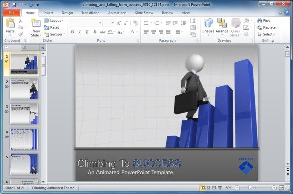 Climbing And Falling From Success Template For PowerPoint