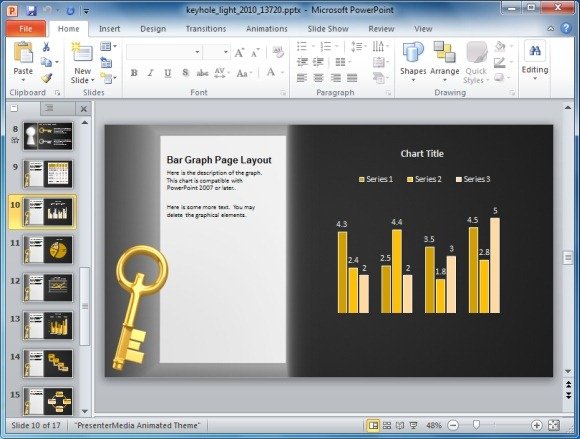 Keyhole PowerPoint Template With Graph