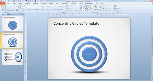Concentric circles in PowerPoint presentation template