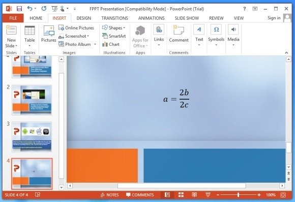 Add Math Equations in PowerPoint Slides
