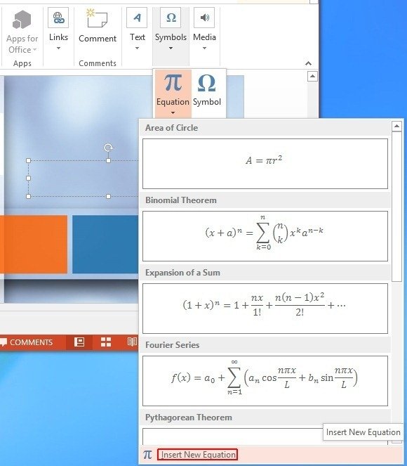 Add a New Equation in PowerPoint