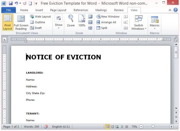 Free Notice of Eviction Template from Microsoft Office