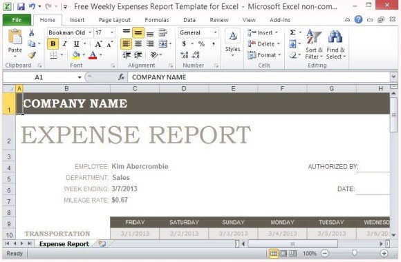 Free Weekly Expenses Template for Personal, Household and Company Use