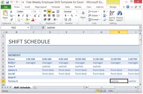 excel template shift schedule