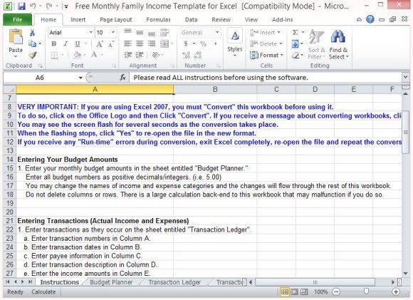 Helpful Tips for Using the Monthly Family Income Template