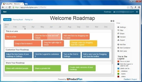 Project Roadmap Created Using Product Plan Web App