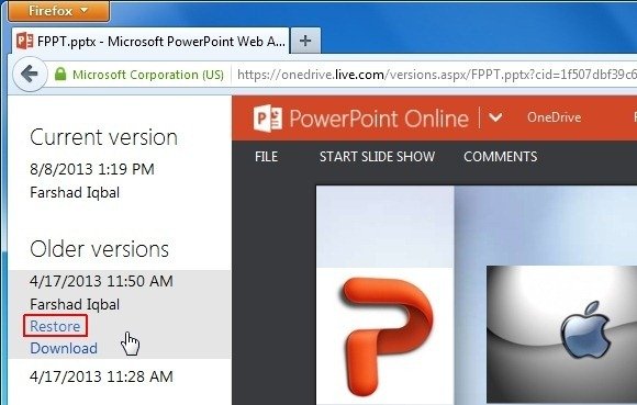 Recover PPT File Version