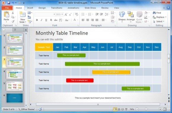 Table Timeline Template For PowerPoint