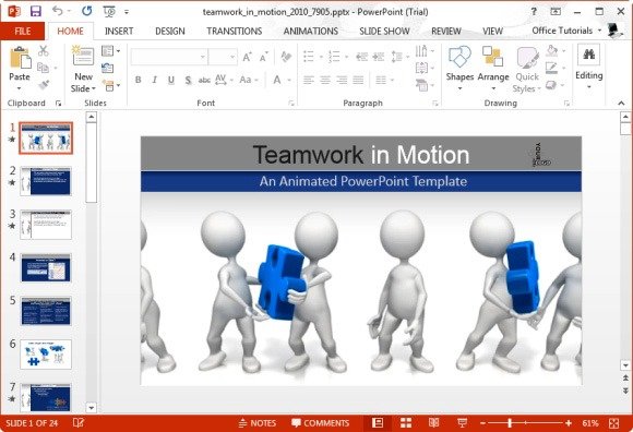 Teamwork In Motion PowerPoint Template