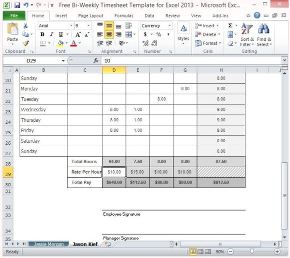 Timesheet Template Can Be Used for Multiple Employees