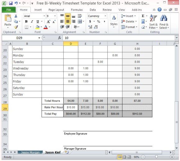 excel timesheet template for multiple employees