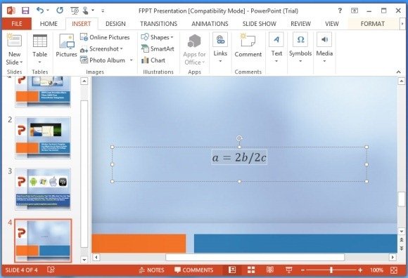 Type Equation in PowerPoint