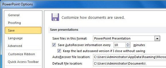 Use PowerPoint Auto Recover And Auto Save