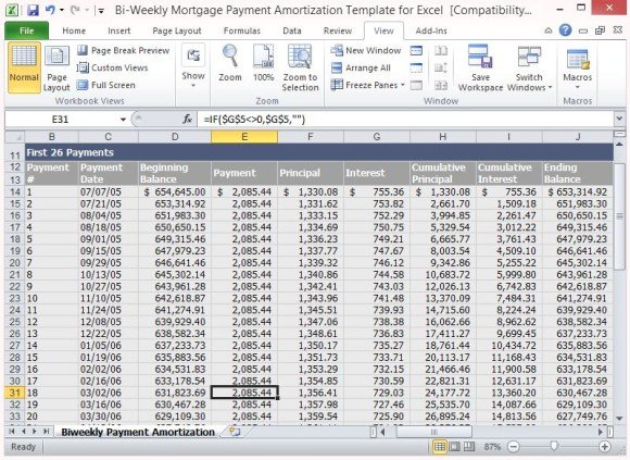 loan amortization schedule excel template