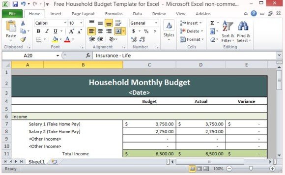 Budget Spreadsheet for Every Household