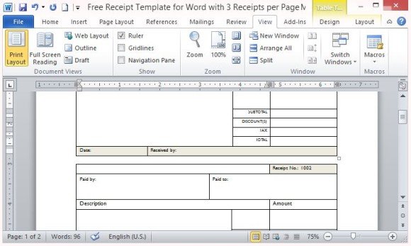 Convenient and Complete Receipt Template for Sales and Purchases