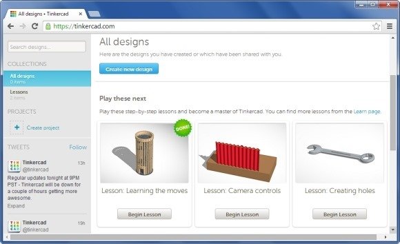 Create New Design in Tinkercad