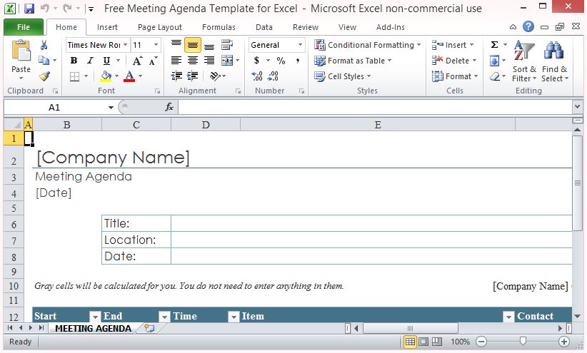 meeting minute template excel