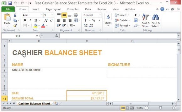 Daily Cash Report Template Excel