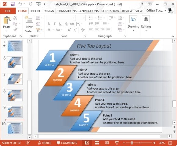 Five Tab Layout for PowerPoint