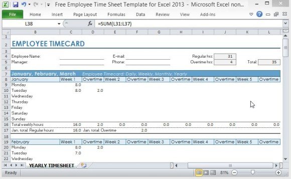 Free and Convenient to Use Employee Time Sheet