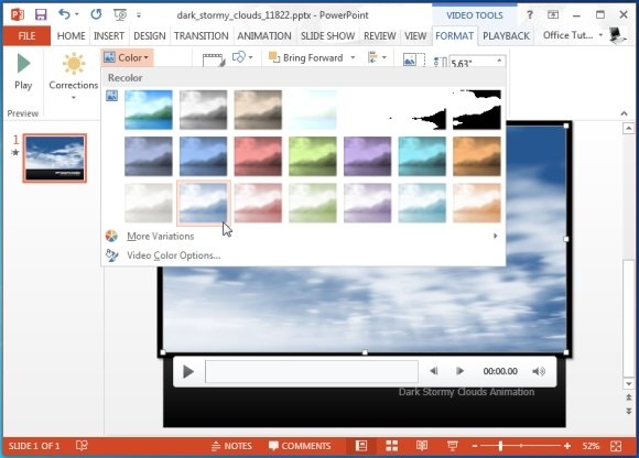 PowerPoint Color Changing Options For Videos