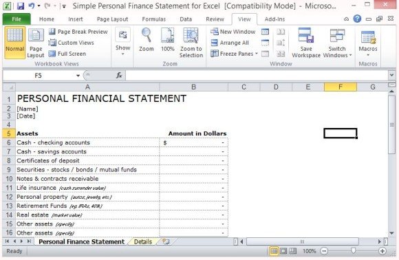 Professionally Designed Finance Statement for Personal Use